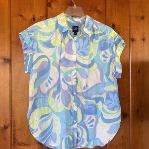 GAP Retro print button-down short sleeve shirt